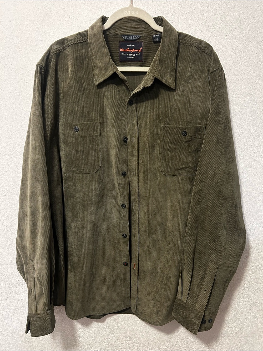 Weatherproof Vintage Olive Green Suede Lightweight Shirt Jacket XXL